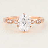 1.33 CT Oval Shaped Moissanite Pave Setting Engagement Ring 1